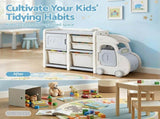 Keezi Toy Storage Organizer with 4 Storage Bins and Cabinet, Bookcase Toys Box, Toy Storage for KPS-TOY2T-4BIN-BG