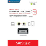 SANDISK ULTRA 128GB SDDDC2-128G Dual USB Drive Type-C 3.1 V28-FUSSAN128GSDDDC2