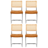 Artiss Dining Chairs Set of 4 PU Leather Rattan Cantilever Brown UPHO-C-DIN-2504-BRX4