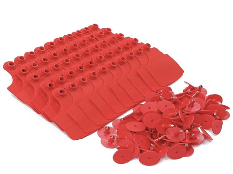 100x Cattle Ear Tags Set - 7.5x10cm XL Red Blank Pig Cow Sheep Livestock Label V238-SUPDZ-39973742510160
