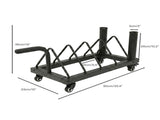 Centra Horizontal Bumper Plate Rack with Wheels Barbell Weight Storage Holder SP1093-BK-AU