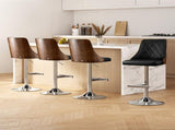 Artiss 4X Bar Stool Wood Swivel Adjustable Kitchen Counter Stool Leather Black BA-TW-T4061-BKX4