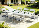 Gardeon Outdoor Dining Set 9PCS Aluminum Extendable Table Chairs Patio Furniture FF-DINING-9ALU-WH-ABC