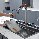 2024 80x45cm Blue Whale Integrated Waterfall Kitchen Sink Honeycomb Technology Large Digitial V255-BW-7546