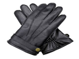 Dents Mens Wool Knit Lined Leather Gloves with Strap and Stud Warm Winter - Black V563-75-0015-BLK-M