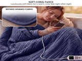 Laura Hill XL Electric Heated Blanket Throw Soft Coral Fleece with 10 Heat Settings - Blue THRG-KH-200-BU