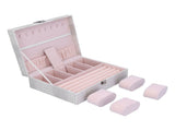 White Artificial Leather Multilayer Jewelry Box Portable Packaging Box for Collecting V1294-YM0721-3115210031011