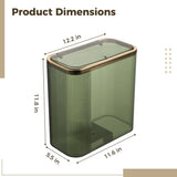 Plastic Slim Waste Basket, Clear Garbage Bin with Press Top Lid, 12.2" x 5.5" x 11.8" Space-Saving V1369-AZ3-W-08791