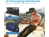 Solar Fan Hat, Wide Brim Outdoor Fishing Hat, 2 Fans with UPF 50 Sun Protection, 3-Speed Adjustable V1366-AZ2-W-11583
