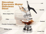 9 Cup Glass Clear Moka Pot Thickened Stainless Steel Stovetop Espresso Maker Italian Coffee Machine V1370-AZ4-10271
