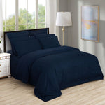 1000TC Ultra Soft Striped King Size Midnight Blue Duvet Quilt Cover Set V493-NK-12