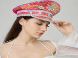 shiny rhinestone captain hat, unisex party hat, adjustable sequin hat, Mardi Gras hat, Valentine's V1102-129-88908-PNK-L