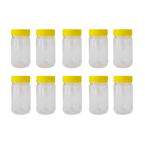 10x 500g Plastic Honey Jars Lids - Round Clear Food Grade Packaging Containers V238-SUPDZ-32706778759248