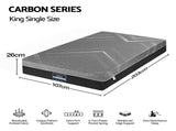 Giselle King Single Mattress 26cm Firm Pocket Spring Dual Edge Support Dark Grey MATTRESS-E-CARBON-26-KS