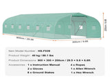 Walk-in Tunnel Greenhouse, 29.5x9.8x6.6 ft Hoop House Greenhouse Tunnel, Peaked Roof Plant Hot House V952-SDXWS30X10X7FTY13V0