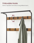 VASAGLE Coat Rack with Shoe Rack 183 cm Height Walnut Brown and Black V227-9101402101310