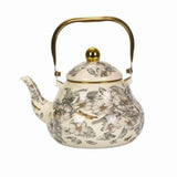 Vintage Floral Enamel Tea Kettle, 1.5L 2.0L 2.5L Stovetop Safe Steel Teapot with Ergonomic Handle, V1366-AZ2-W-14786