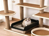 Stainless Steel Cat Litter Box Semi Enclosed High Sides Antis Scatter Odor Control Kitty Litter Pan V1366-AZ2-W-19830