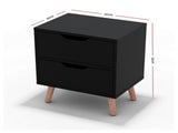 Artiss 2 x Bedside Table 2 Drawers - BODEN Black FURNI-L-SCAN-BS01-BKX2