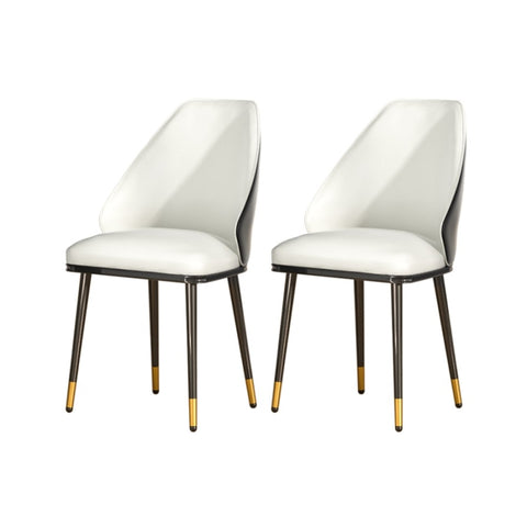 Artiss Dining Chairs Set of 2 Leather Seat Beige and Black UPHO-C-DIN-01-PU-WHX2