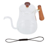 Coffee Kettle Pour Over High Borosilicate Glass Heat Resistant Round Wood Insulated Handle Gooseneck V1294-YM0714-3118210220112