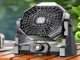 Black Portable USB Camping Fan with 7800mAh Battery and 3-Mode LED Lighting V888-ELOSUNG28860