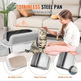 Cat Litter Box, 152 mm Deep, XL Extra Large Stainless Steel Cat Litter Box with Scoop, Wide V952-BKFSMSPBXGSLHVLT6V0