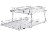 2 Tier 20"Wx21"Dx15"H Pull Cabinet Organizer, Heavy Duty Slide Pantry Shelves, Steel Roll V952-HGS220W21D15HSW3PV0