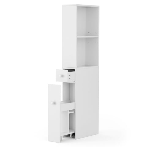 Artiss Bathroom Cabinet Storage Slim Organiser Drawer Toilet Corner 135cm White FURNI-N-BATH-LF135-WH