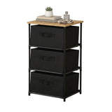 CARLA HOME 3 Drawer Fabric Storage Dresser - Steel Frame - Black - Storage Rack - Rustic V178-36405