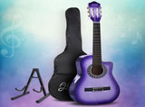 Alpha 34 Inch Classical Guitar Wooden Body Nylon String w/ Stand Beignner Purple GUITAR-D-34-PURPLE-CAPO