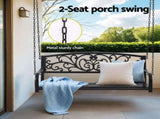 Gardeon Outdoor Porch Swing Chair Patio Furniture Floral Backrest 2 Seater Black ODF-GSC-STEEL-2S-FLORAL-BK