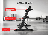 Everfit Dumbbell Rack 3-Tier Heavy Duty Weight Storage for Home Gym 300kg Capacity Black FIT-I-RACK-3L