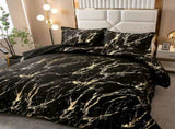 Black Gold Metallic Marble Comforter Set, King Size, Foil Print Glitter 3-Piece Bedding V745-MAB010509AJ3