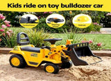 Keezi Kids Ride On Toy Car Bulldozer and Digger with Helmet Outdoor Sandpit Toys Yellow PLAY-CAR-BULXDIG