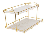 Bathroom Storage Rack Gold White 2 Tier Makeup Shelf Humanized Structure Anti Slip Counter Organizer V1294-YM0703-3112230011312