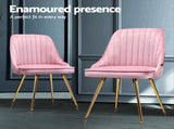 Artiss Dining Chairs Set of 4 Velvet Channel Tufted Pink UPHO-D-DIN203C-VEL-PKX4