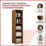 Bamboo 5-Shelf Bookcase Tall Display Storage Rack Stand for Living Room, Bedroom, Office or Home V63-838221
