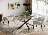 Boucle teddy Sherpa Fabric Bliss Armrest Dining Chair Ensemble V264-DNC-420V-WHE-02-1