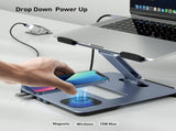 BENFEI 000366GY Laptop Stand with USB C Hub, Multi Function With USB and KVM Switch and 15W Wireless V28-ELEBEN366GY