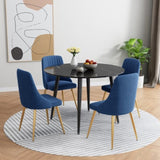 Blue Velvet Bistro Dining Set V264-DNT-405-BLK-DNC-414V-BLU-4