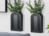 2 Pack Wooden Wall Vase Set - Brown Finish Modern Farmhouse & Boho Wall Decor for Entryway, Hallway, V1369-AZ3-W-11424