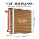 VEVOR 16"x 16" Heat Exchanger Water to Air 3-Row 3/8" Copper Ports 193 Fins V952-CPGSHRQ161606S869V0