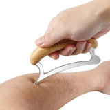 Bamboo Wood Handle Fascia Release Tool Stainless Steel Deep Muscle Massager Scraper for Body V1265-JK-17