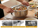 5-Star Chef 4.5L 24cm Stainless Steel Dutch Oven Pot with Lid and Stay-Cool Handle DTO-SS-POT-4.5L-SL