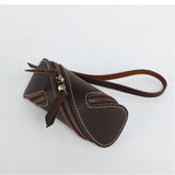 2pcs Retro Genuine Leather Key Pouch - 12.5cm x 5cm - Dual Zipper, Wrist Strap, Belt Loop, V888-ELOSUNG56072-1