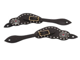1Pair Spur Strap Leather Rhinestone Western Vintage Style Horse Riding Protective Equipment for V1294-YM3111220274811-0421
