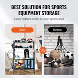 Sports Equipment Garage Organizer, Rolling Ball Storage Cart on Wheels, Basketball Rack with Baskets V952-QLSNJHSS4G2GUA6PTV0