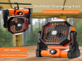 Black Portable Outdoor Camping Fan with LED Light - Rechargeable USB Tent Fan for Australia V888-ELOSUNG40354