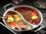 32cm 316 Stainless Steel Twin Divided Hot Pot Silver V1142-LP1005006963475579